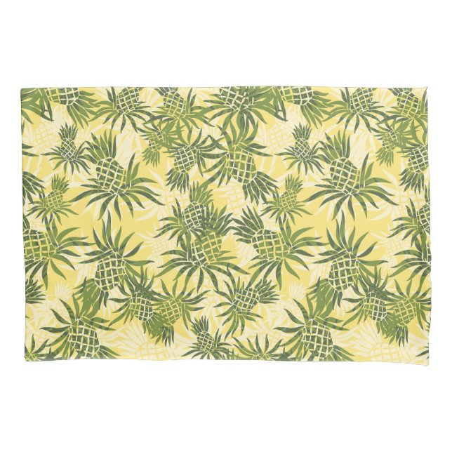 Pineapple Camo Hawaiian Tropical - Yellow Olive Pillowcase (Front)