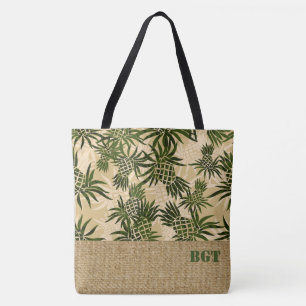Pineapple Camo Monogram Hawaiian Beach Bag