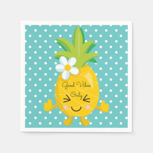 Pineapple Charm Good Vibes Only Paper Napkin (Front)