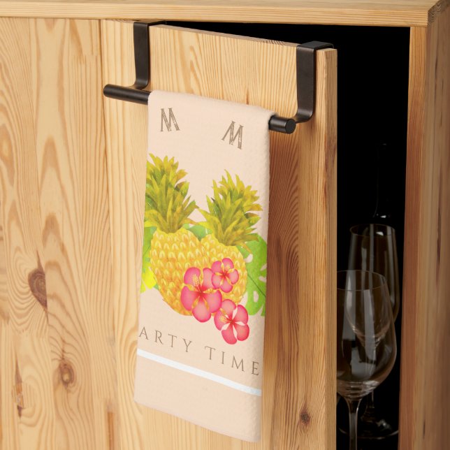 Pineapple Chic Beige Tea Towel (Thirds Fold)