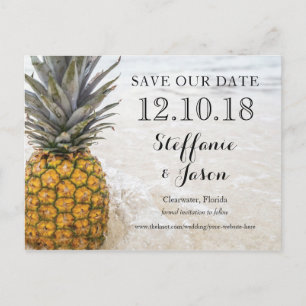 Pineapple Chillin on the Sandy Beach Save the Date Announcement Postcard