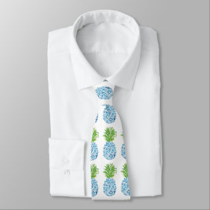 Pineapple Chinoiserie Blue White Preppy Tie