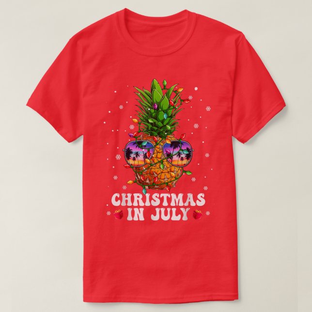 Pineapple Christmas in July Aloha Hawaii Beaches H T-Shirt (Design Front)