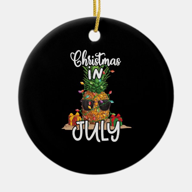 Pineapple Christmas in July Tropical Ceramic Tree Decoration (Front)