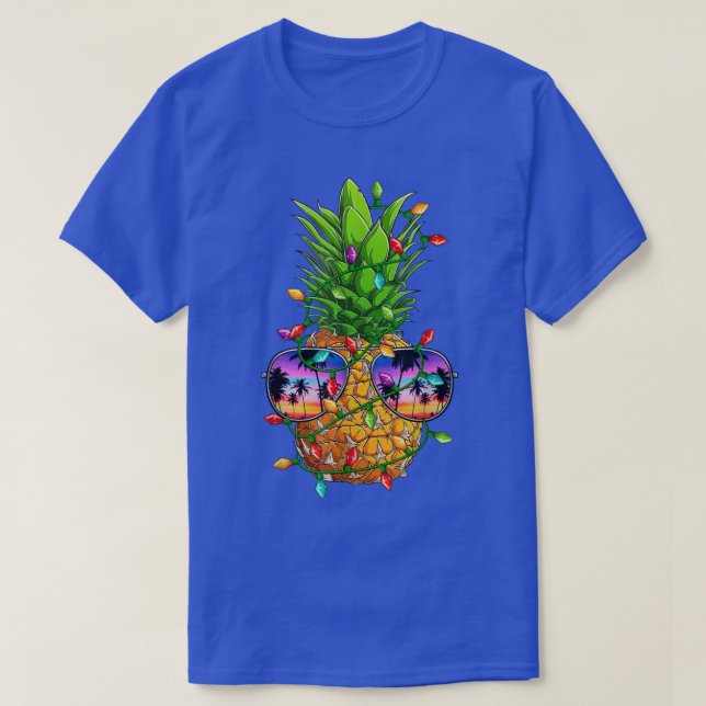 Pineapple Christmas Tree Aloha Hawaii Beaches Xmas T-Shirt (Design Front)