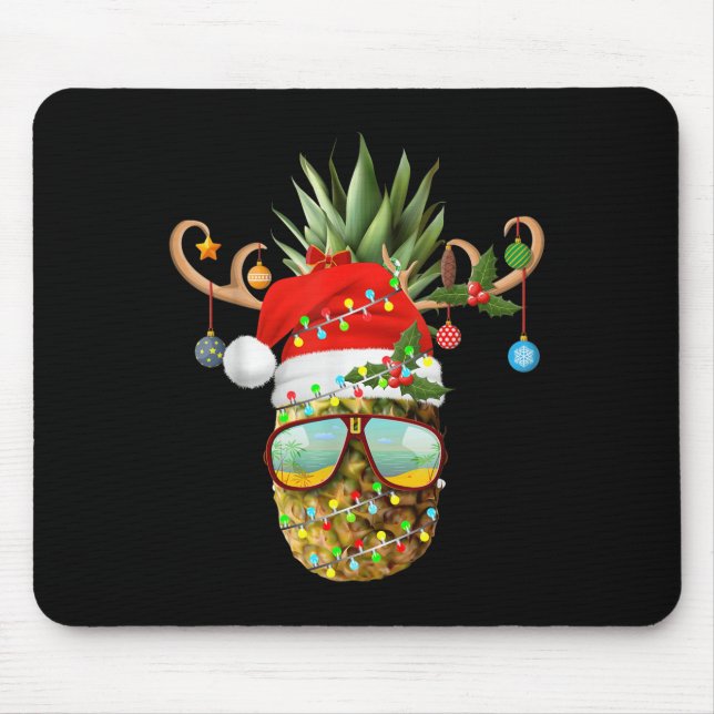 Pineapple Christmas Tree Lights Sungles Holiday Xm Mouse Mat (Front)