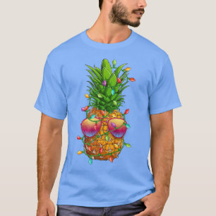 Pineapple Christmas Tree Lights Xmas Boys Men Sung T-Shirt