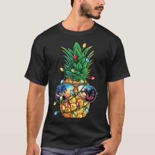 Pineapple Christmas Tree Lights Xmas Boys Men Sung T-Shirt
