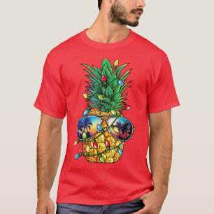 Pineapple Christmas Tree Lights Xmas Boys Men Sung T-Shirt