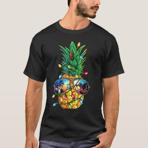 Pineapple Christmas Tree Lights Xmas Boys Sunglas T-Shirt