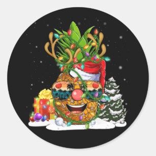 Pineapple Christmas Tree Lights Xmas Classic Round Sticker