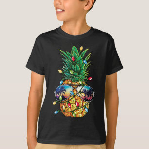 Pineapple Christmas Tree Lights Xmas Sunglasses T-Shirt