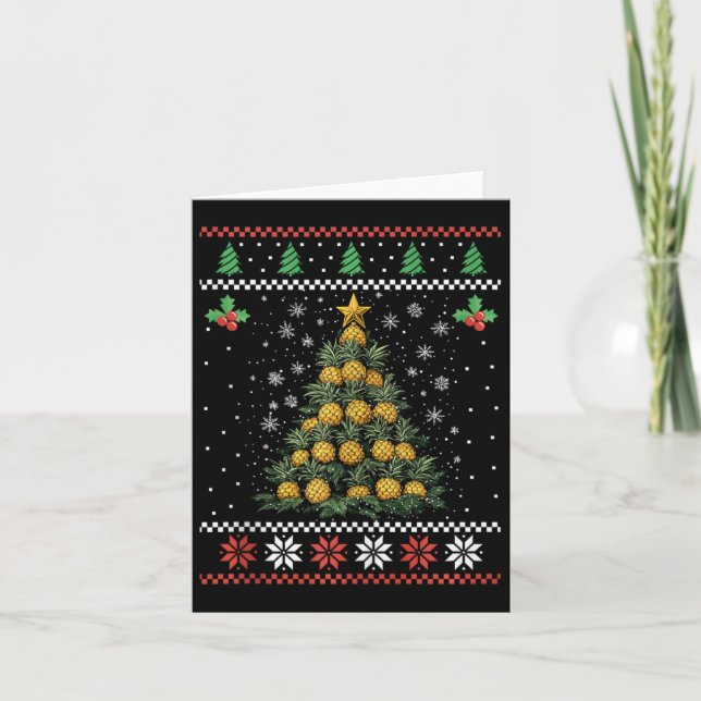Pineapple Christmas Tree Ugly Christmas Sweater Xm Card (Front)