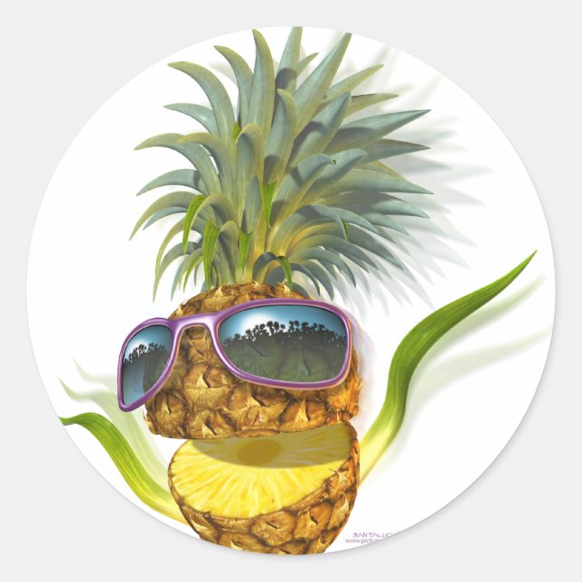 pineapple classic round sticker (Front)