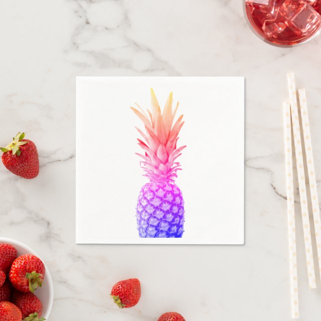Pineapple Colourful Pink Purple Rainbow Napkin (Insitu)