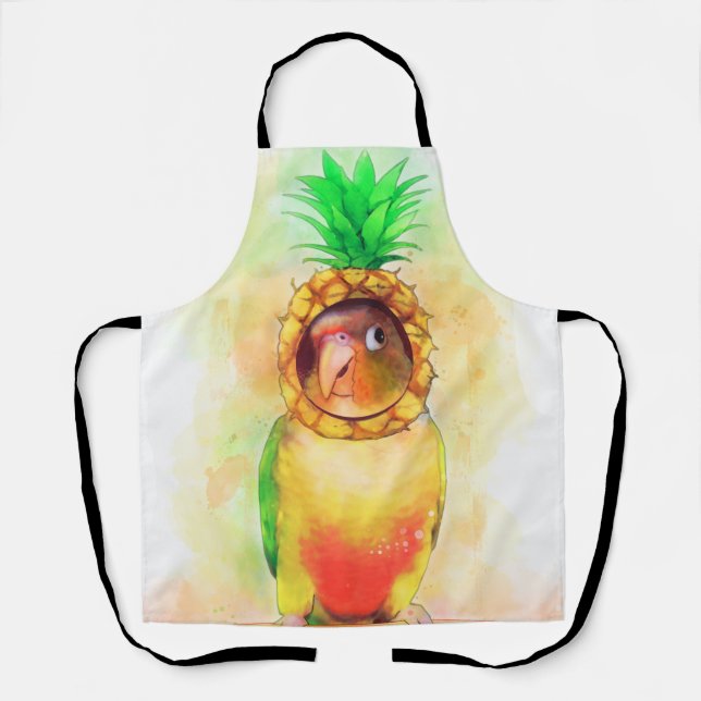 Pineapple conure parrot with pineapple hat apron (Front)