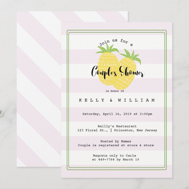 Pineapple Couple Tropical Couple Shower Invitation (Front/Back)