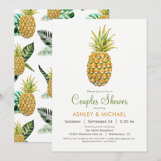 Pineapple Couples Shower Invitation (Front/Back)