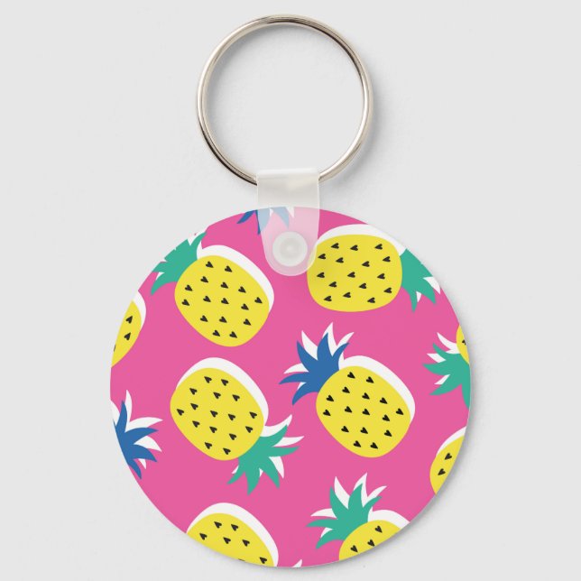 Pineapple Crazy Colours: Childish Pop-Art. Key Ring (Front)