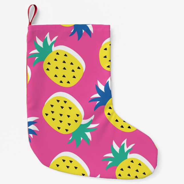 Pineapple Crazy Colours: Childish Pop-Art. Small Christmas Stocking (Front)
