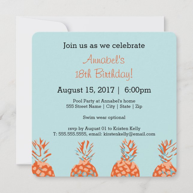 Pineapple Crowns Invitation (Front)