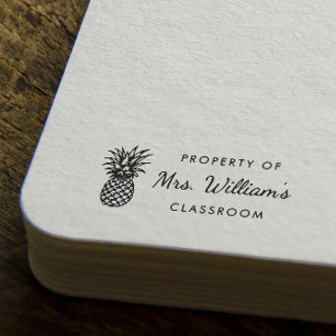 Pineapple - Custom Teacher Name Book Classroom Rubber Stamp