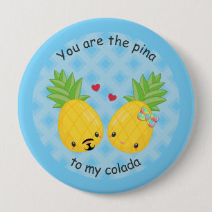 Pineapple cute kawaii cartoon valentine's day 10 cm round badge