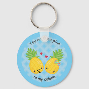 Pineapple cute kawaii cartoon valentine's day key ring
