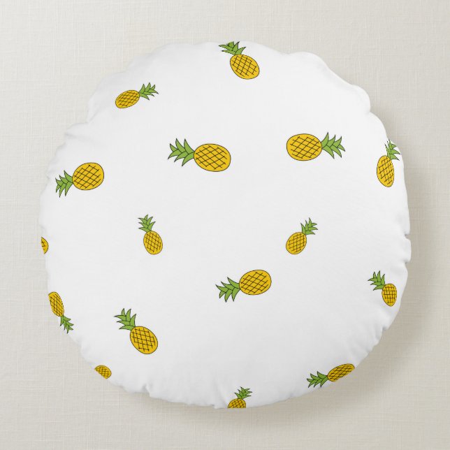 Pineapple cute seamless pattern background. Vintag Round Cushion (Front)