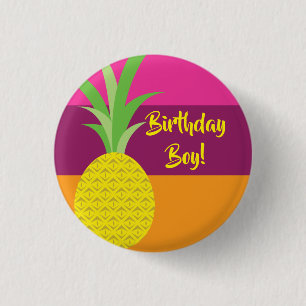 Pineapple Cute Summer 1st Birthday Party Theme 3 Cm Round Badge