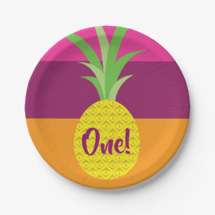 Pineapple Cute Summer 1st Birthday Party Theme Paper Plate