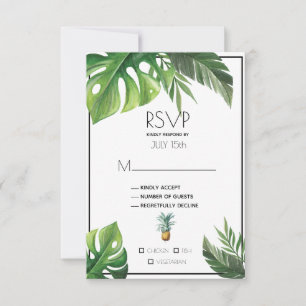 Pineapple Delight Tropical Foliage RSVP Card