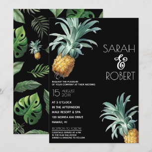 Pineapple Delight Tropical Foliage Wedding Invitation