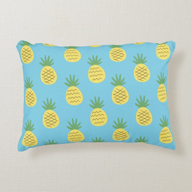 Pineapple Delight: Tropical Fruit Print Decorative Cushion (Front)