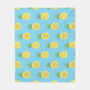 Pineapple Delight: Tropical Fruit Print Fleece Blanket