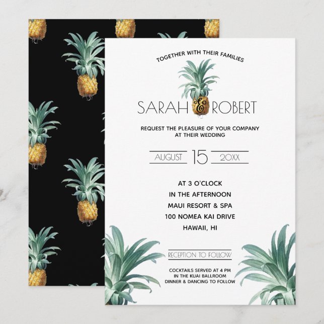 Pineapple Delight Wedding Invitation (Front/Back)