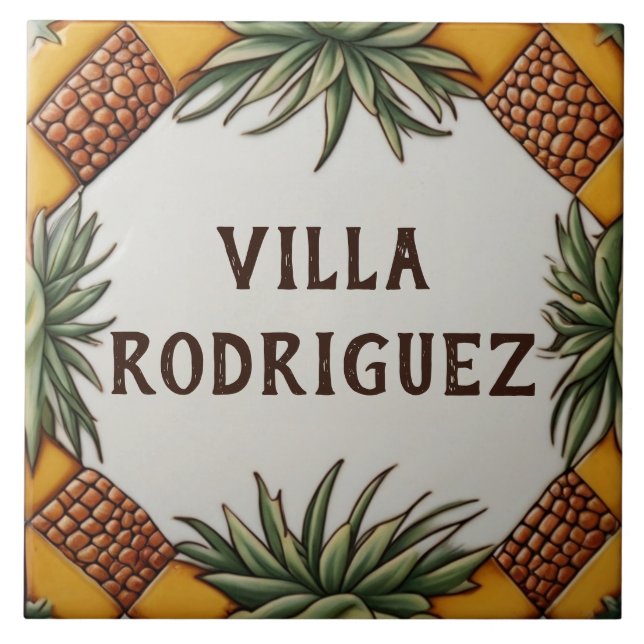 Pineapple Desert Plant House Name Plate Plaque Tile (Front)