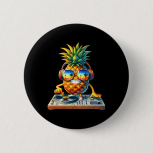 Pineapple Dj Tropical Beats Aloha Beaches Hawaii H 6 Cm Round Badge