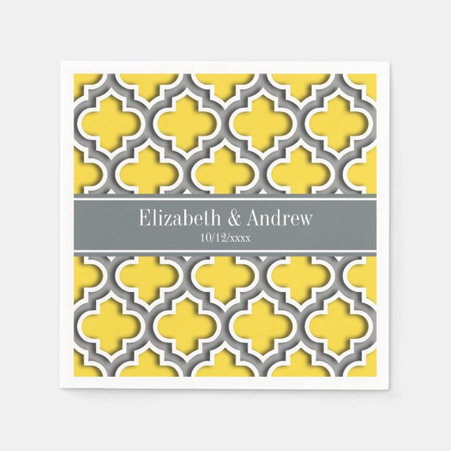 Pineapple Dk Grey Moroccan #5DS Char Name Monogram Napkin (Front)