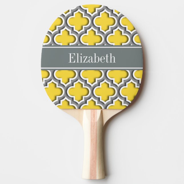 Pineapple Dk Grey Moroccan #5DS Char Name Monogram Ping Pong Paddle (Front)