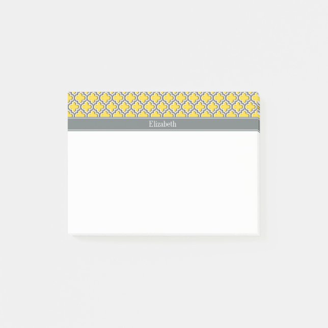 Pineapple Dk Grey Moroccan #5DS Char Name Monogram Post-it Notes (Front)
