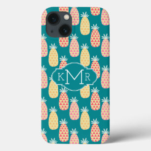 Pineapple Doodle Pattern   Monogram iPhone 13 Case