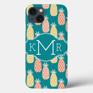 Pineapple Doodle Pattern Monogram iPhone 13 Case