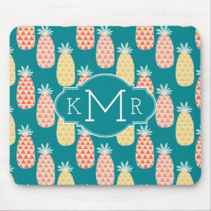 Pineapple Doodle Pattern Monogram Mouse Mat