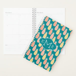 Pineapple Doodle Pattern Monogram Planner