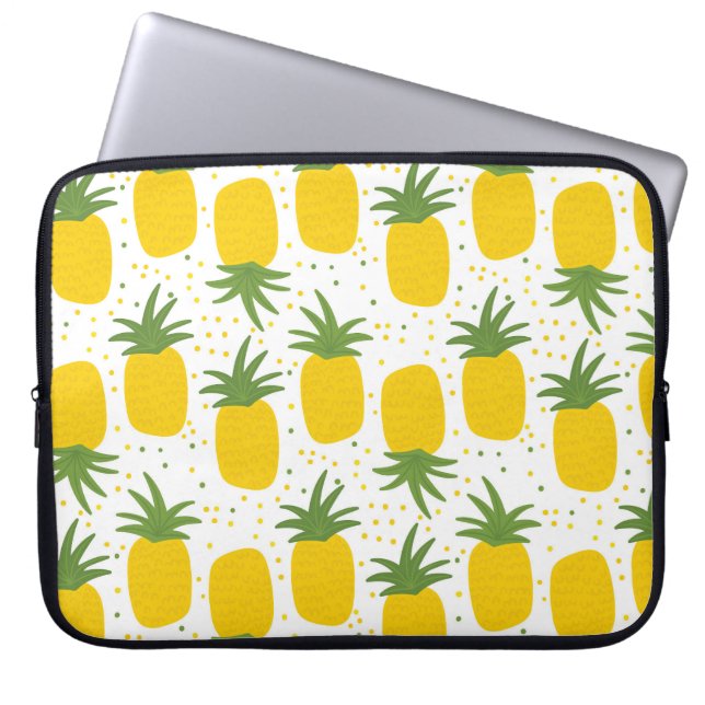 Pineapple Dots: Summer Fruit Design Laptop Sleeve (Front)