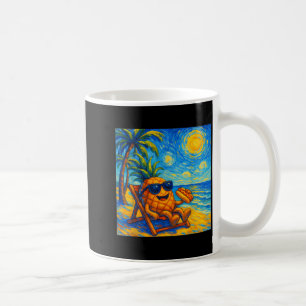 Pineapple Eating Hotdogs Van Gogh Art Funny Beach Coffee Mug