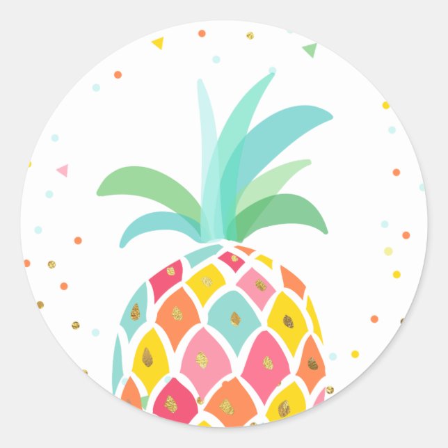 Pineapple Envelope seal sticker Tropical Pink Gold (Front)