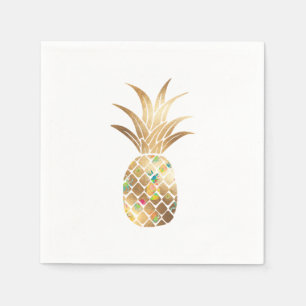 Pineapple, Faux Gold+Collage Napkin