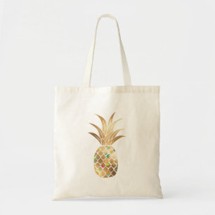 Pineapple, Faux Gold+Collage Tote Bag